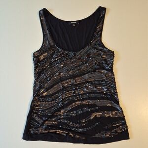 Express Black and Silver Sequin Tank Top